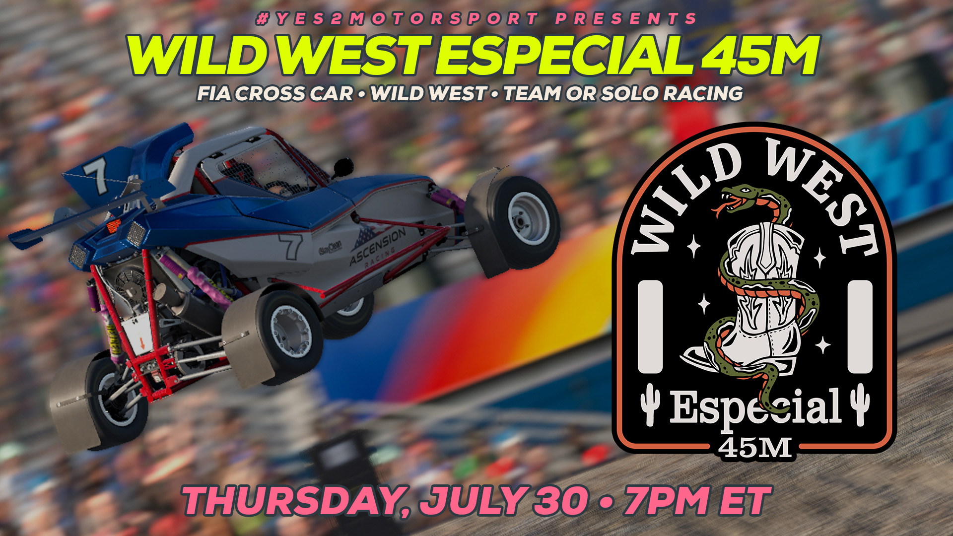 THURSDAY: #Yes2Motorsport Wild West Especial 45M – Cross Car Team Racing